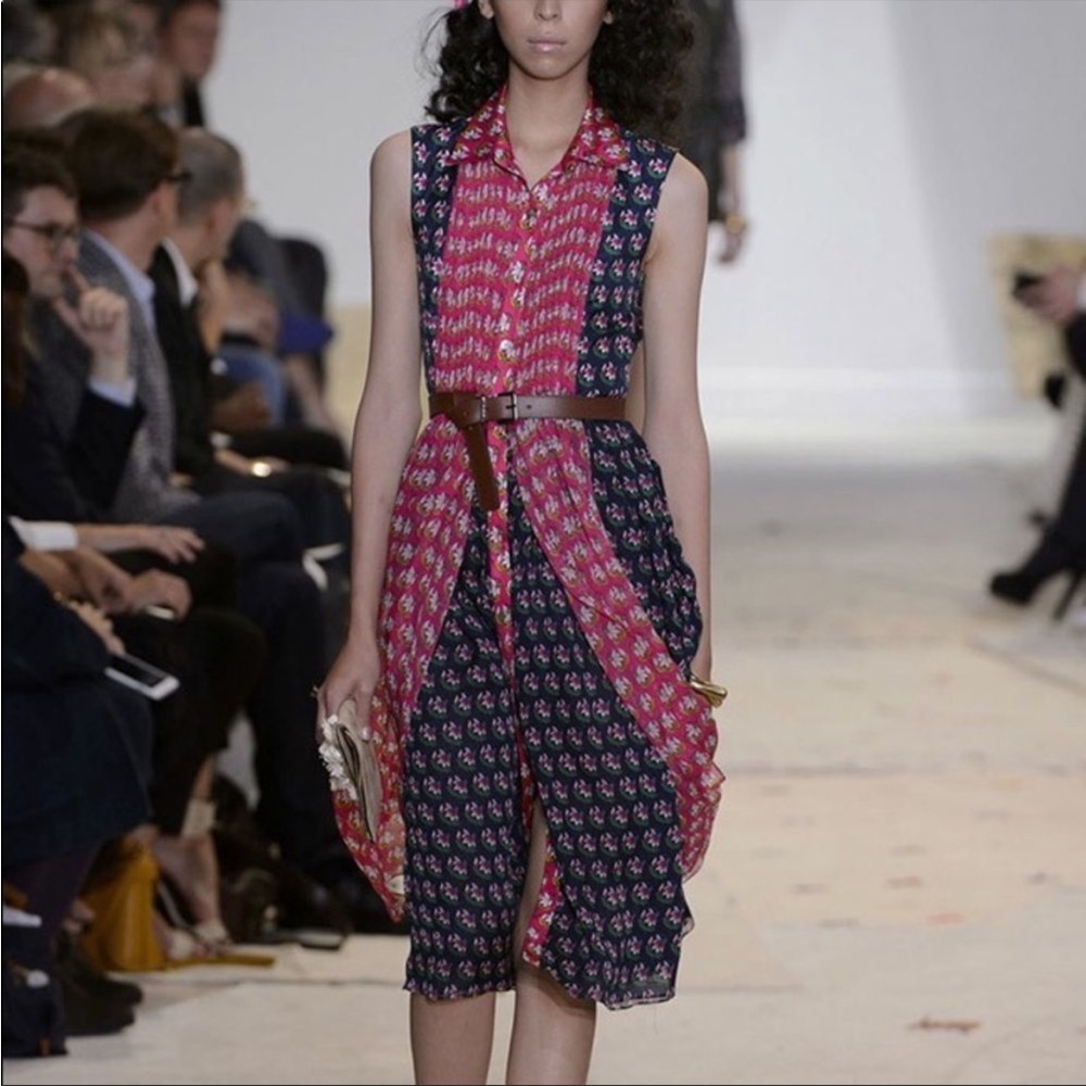 Diane Von Furstenberg Pink and Blue Sleeveless Dress